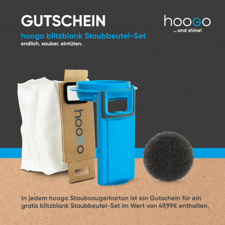 hoogo hoogo Akku-Stielstaubsauger SC501, 550,00 W, beutellos, optional mit Beutel, Inklusive GUTSCHEIN fur hoogo blitzblank Staubbeutel, leise: 69 dB(A) Беспроводной пылесос hoogo SC501, 550,00 Вт, без мешка, опционально с мешком, включая ВАУЧЕР на мешок