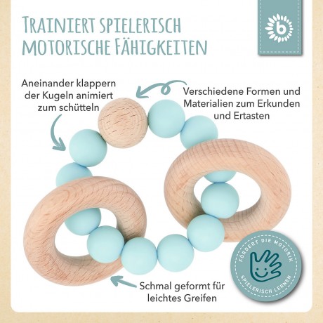 bieco Greifling Holz Natur mit Silikon Kugeln Baby Beissring 7cm Greifring 0 M Beissringe Клатча из натурального дерева с силиконовыми шариками Детское прорезыватель для зубов 7см Захватывающее кольцо 0 М Прорезыватель для зубов