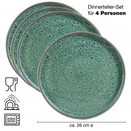 Moritz & Moritz Moritz & Moritz Speiseteller 4-tlg. REACTIV grun Обеденные тарелки Moritz & Moritz 4 шт. РЕАКТИВНЫЙ