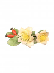 Статуэтка винтажная The Franklin Mint &quot;Роза &quot;Alba&quot; с бутонам и листьями&quot;, бисквитный фарфор, роспись, 16 х 5 см, Италия, 1985 год.