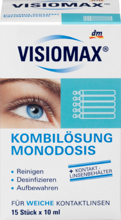 VISIOMAX Комплексное решение для очищения, дезинфекции и хранения контактных линз. Для мягких контактных линз, в отдельных упаковках 15 x 10 мл, 150 мл