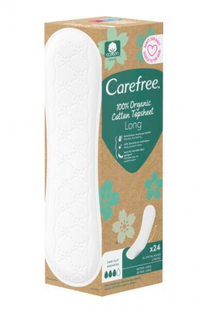 Carefree Slipeinlagen Organic Cotton Long 24 St, Карефри Ежедневные прокладки из органического хлопка Long 24шт, 25 упаковок (600 штук)