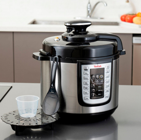 Tefal Tefal Multikocher CY505E Fast Delicious, 1200 W, 6 l Schussel, elektr. Schnellkochtopf, 25 Programme, 6L Kapazitat, inkl. Rezeptheft Мультиварка Tefal CY505E Fast Delicious, 1200 Вт, чаша 6 л, электрическая. Скороварка, 25 программ, объем 6 л, вкл