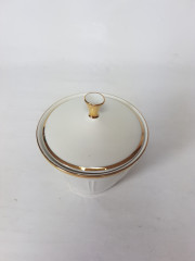 Winterling Roslau Bavaria Сахарница, белый фарфор с позолоченным ободком и рельефным узором, 10 x 8,5 см, Германия, 1960-70гг.