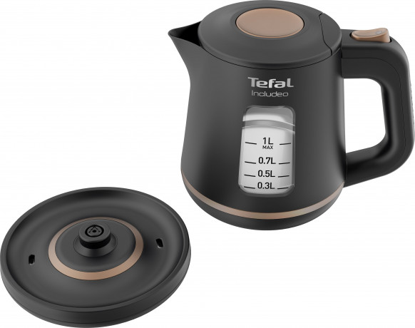 Tefal Tefal Wasserkocher KI5338 Includeo, 1 l, 2400 W, Anti-Rutsch-Griff, Wasserstandsanzeige, herausnehmbarer Filter Чайник Tefal KI5338 Includeo, 1 л, 2400 Вт, противоскользящая ручка, индикатор уровня воды, съемный фильтр