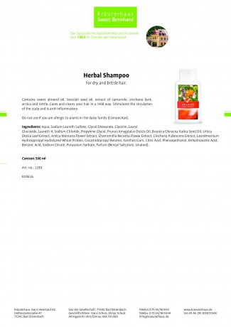 Krauterhaus Sanct Bernhardt Herbal Shampoo, 500 мл