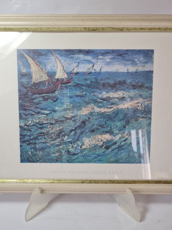 VINCENT VAN GOGH Репродукция картины Ван Гог "Море в Сент-Мари", 33смx26.5см, Германия, 1960-70гг.