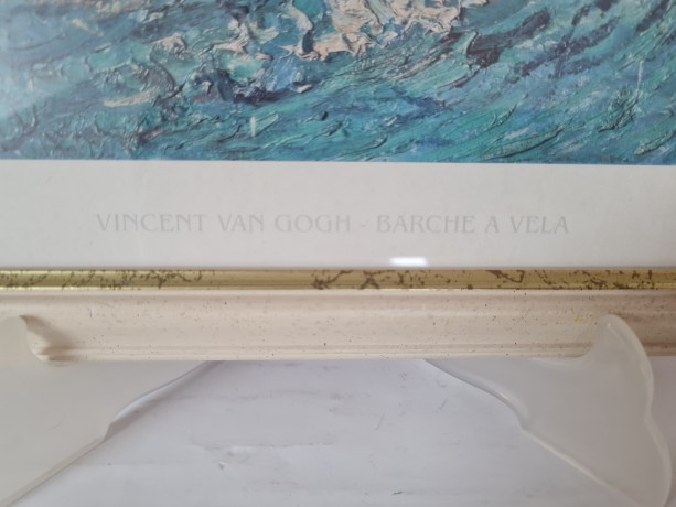 VINCENT VAN GOGH Репродукция картины Ван Гог "Море в Сент-Мари", 33смx26.5см, Германия, 1960-70гг.