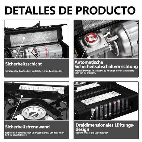 HOMELUX HOMELUX Gaskocher Gas Campingkocher 2,2 KW Gaskocher Set 227g Gaskartuschen, (12-St), 2,2 KW HOMELUX газовая плита походная газовая плита 2,2 кВт комплект газовых плит газовые баллончики 227 г (12 шт.), 2,2 кВт