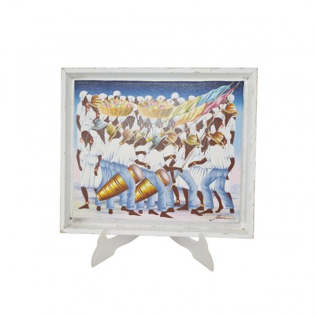 Blanc Картина в белой раме "Музыкальное шествие", художник Jean Claude Blanc, 24x29см, Германия, 1970-80гг.