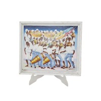 Blanc Картина в белой раме "Музыкальное шествие", художник Jean Claude Blanc, 24x29см, Германия, 1970-80гг.