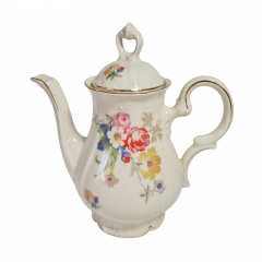 Чайник винтажный Bareuther Bavaria с цветочным декором и позолотой, фарфор, 20 см, Германия, 1960-70гг.