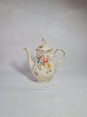 Чайник винтажный Bareuther Bavaria с цветочным декором и позолотой, фарфор, 20 см, Германия, 1960-70гг.