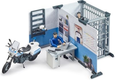Bruder bworld Set Polizeistation mit Polizeimotorrad bworld установил полицейский участок с полицейским мотоциклом