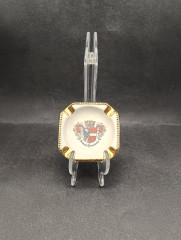 Пепельница с позолотой Waldershof Bavaria &quot;Гармиш-Партенкирхен&quot; винтажная, фарфор, 8 х 8 см, Германия, 1970-80гг.