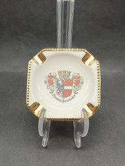 Пепельница с позолотой Waldershof Bavaria &quot;Гармиш-Партенкирхен&quot; винтажная, фарфор, 8 х 8 см, Германия, 1970-80гг.