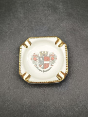Пепельница с позолотой Waldershof Bavaria &quot;Гармиш-Партенкирхен&quot; винтажная, фарфор, 8 х 8 см, Германия, 1970-80гг.
