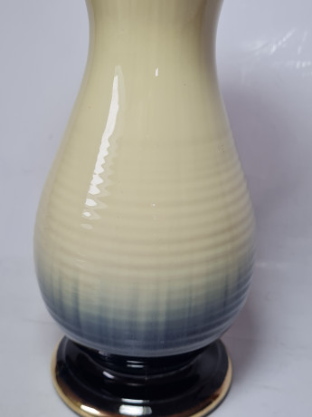 Винтажная ваза бело-синий фарфор с позолоченным ободком, 20 x 19 см, Германия, 1960-70гг.