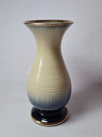 Винтажная ваза бело-синий фарфор с позолоченным ободком, 20 x 19 см, Германия, 1960-70гг.