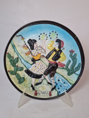 Тарелка декоративная винтажная Decor A Mano &quot;Танцующая пара&quot;, ручная работа, 27,5 x 3 см, Италия, 1970-80гг.