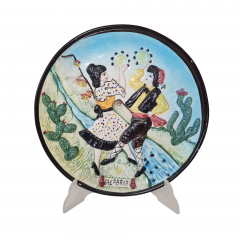 Тарелка декоративная винтажная Decor A Mano &quot;Танцующая пара&quot;, ручная работа, 27,5 x 3 см, Италия, 1970-80гг.