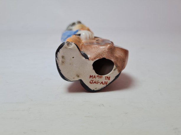 Винтажная фарфоровая фигурка "Музыкант с контрабасом", 5см x 9см, Япония, 1960-70гг.