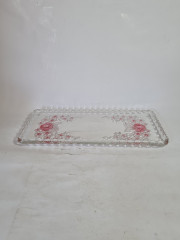 Блюда винтажные Walther Glas, набор из 3 штук, хрусталь, с декором из роз, 29 x 2 см,34 x 15 x 2 см, 21 x 10,5 см, Германия, 1960-70гг.