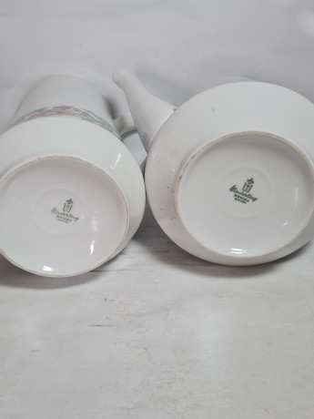 Набор для чая винтажный Winterling Roslau Bavaria с цветочным орнаментом, 2 чайника, сахарница, фарфор, Германия, 1960-70гг.