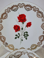 Bareuther Waldsassen Bavaria Чайное трио с позолоченным узором &quot;Красная роза&quot;, Германия, 1960-70гг.