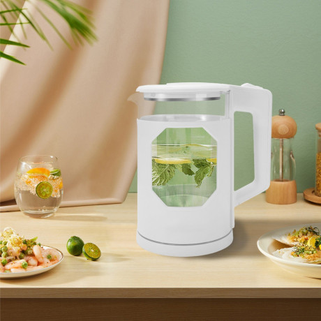 Mutoy Mutoy Wasserkocher Glas Wasserkocher, Fensterglas-Doppelwand Design, LED Innenbeleuchtung, 2,3 l, 1500,00 W, BPA-frei, Uberhitzungsschutz, Trockenkochschutz Grun Чайник Mutoy, стеклянный чайник, конструкция с двойными стенками из оконного стекла, св