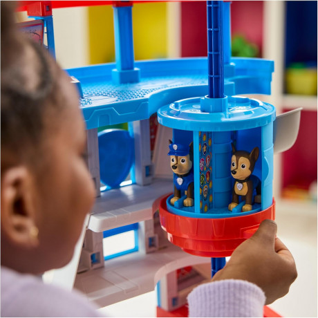 PAW PATROL Lookout Tower Cмотровая вышка, высота более 50 см, игровой набор «Штаб» с 1 базовой полицейской машиной, 2 фигурками для погони и аксессуарами, 3+
