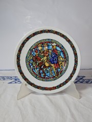 DE LIMOGES Коллекционная тарелка &quot;Рождественский Витраж: Волхвы, ведомые звездой&quot;, сертификат BA-137, 21 см, Франция, 1982г.