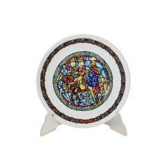 DE LIMOGES Коллекционная тарелка &quot;Рождественский Витраж: Волхвы, ведомые звездой&quot;, сертификат BA-137, 21 см, Франция, 1982г.