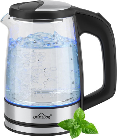 HOMELUX HOMELUX Wasserkocher Wasserkocher Glas 1500 Watt 1,8 L, Electric Kettle Mit Led-Beleuchtung, 1.8 l, 1500,00 W, Glas wasserkocher Edelstahl, Wasser Kocher Bpa Frei, 360° Basis HOMELUX Стеклянный чайник 1500 Вт, 1,8 л, Электрический чайник со свето