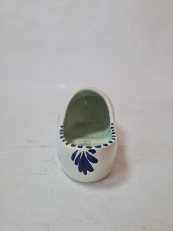 Башмачок декоративный винтажный Delft Blue Holland, бело-голубой дельфтский фарфор с изображением мельницы и цветов, 18 x 5 x 8 см, Голландия, 1960-70гг.