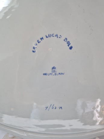 Блюдо винтажное овальное Delft Blue / Erven Lucas Bols из Флора Гауда, делфтский фарфор, ручная роспись, 42 x 32см, Голландия, 1950-60гг.