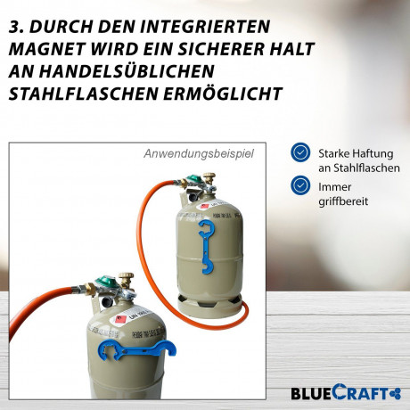 BlueCraft BlueCraft Gaskocher, (mit Piezozundung, Zundsicherung, inkl. 2 in 1 Gasregler-Schlussel fur Gasflasche), 10,5 kW 4 Fuss Hockerkocker Campingkocher Gasbrenner 4 Bein  Газовая плита BlueCraft (с пьезоподжигом, предохранителем зажигания, вкл. ключ 