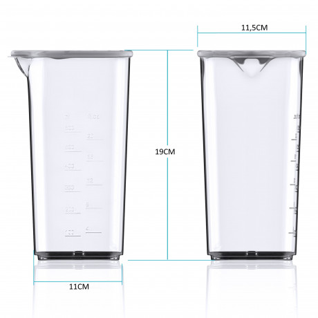Arendo Arendo Stabmixer, 1000 W, Edelstahl Purierstab mit Messbecher, Handmixer, stufenlose Regelung, Arendo Stabmixer mit starkem 1000 Watt Motor inkl. Messbeser Ручной блендер Arendo, 1000 Вт, очищающий стержень из нержавеющей стали с мерным стаканом,
