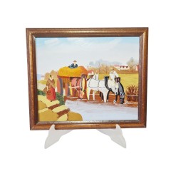 Картина винтажная Braun &quot;Повозка&quot;, в раме, 27.5 x 23 см, Германия, 1970-80гг.