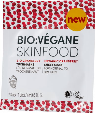 BIO VEGANE (Био Веган) TuchMaske Маска для лица Skinfood Cranberry, 16 мл