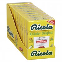 Ricola Krauter Box ohne Zucker Рикола Конфеты без сахара, Швейцарские Травы, Коробка 10 шт. x 50 г