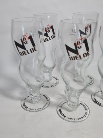 Немецкие пивные бокалы винтажные Weldebrau, Rastal, стекло, 0.3 л, 5 шт., 21 см, Германия, 1980-90гг.
