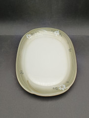 Поднос винтажный Freiberger / Inglasur "Белые цветы", с золотистым декором, фарфор, 23 х 17 см, ГДР, 1970-80гг.