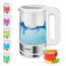 Mesko Mesko Wasserkocher MS 1301W 1,7 Liter, Glaskessel mit LED-Beleuchtung Edelstahl/Weiss  Чайник Mesko MS 1301W 1,7 л, стеклянный чайник со светодиодной подсветкой нержавеющая сталь/белый