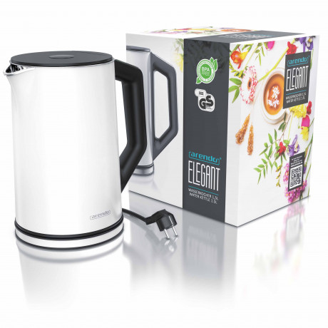 Arendo Arendo Wasserkocher, 1,5 l, 2200 W, Edelstahl, Doppelwand, Temperatureinstellung 40° 100 °C mit Anzeige, Summer |LED-Display |Doppelwandig |Interne Fullstandsanzeige vulkangrau Чайник Arendo, 1,5 л, 2200 Вт, нержавеющая сталь, с двойными стенками, 