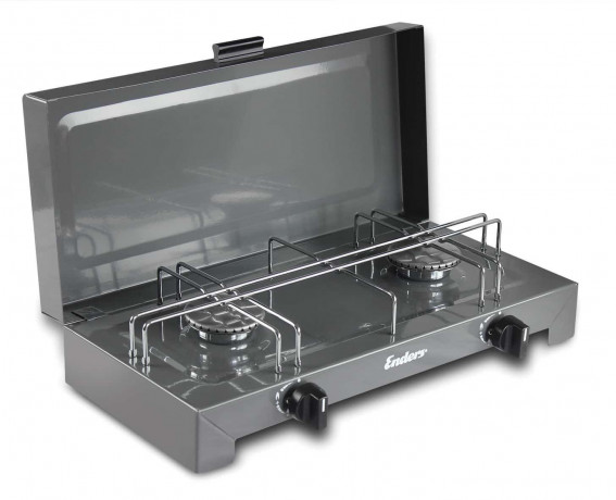 Enders Enders Gaskocher Canberra 2, (Set, inkl. Anschlussschlauch), 2 x 2,3 kW Brenner, B 43 x T 26 x H 10 cm Газовая плита Enders Canberra 2, (комплект, включая соединительный шланг), 2 горелки по 2,3 кВт, Ш 43 x Г 26 x В 10 см