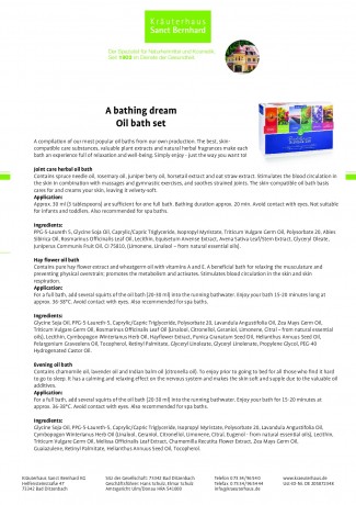 Krauterhaus Sanct Bernhardt A bathing dream Oil bath set, Санкт Бернхард Набор масел для принятия ванны, 100мл х 6 шт