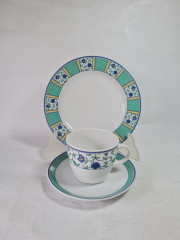 Чайное трио винтажное Winterling Bavaria с бирюзово-синим декором, фарфор, Германия, 1960-70гг.