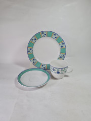Чайное трио винтажное Winterling Bavaria с бирюзово-синим декором, фарфор, Германия, 1960-70гг.