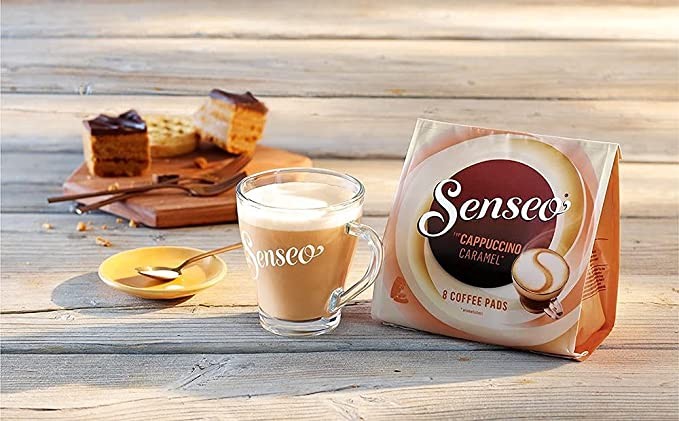 Купить Senseo Kaffeepads Cappuccino Caramel, Сенсео Кофе в чалдах Капучино  Карамель, 8 штук, 92 г в интернет-магазине Diskontshop.eu Германия всего за  636 руб. в